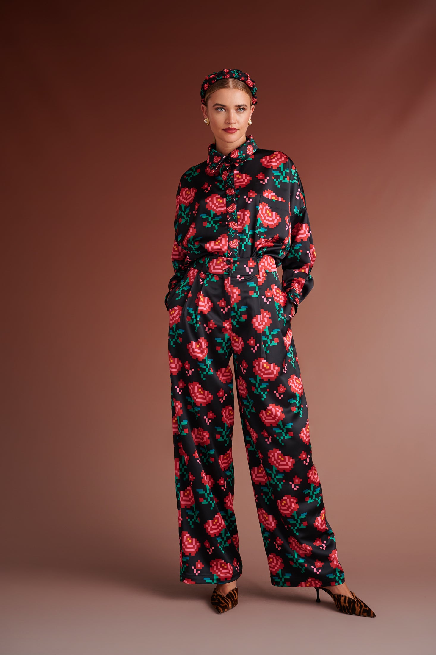 Dolce & Gabbana Floral-printed Skinny Leggings in Red