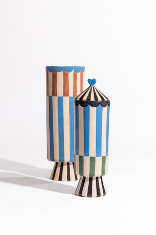 karavan clothing fashion spring summer 24 that moment homeware collection vase stripes black green