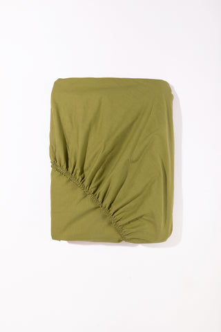 karavan clothing fashion spring summer 24 that moment homeware collection percale fitted sheet olive