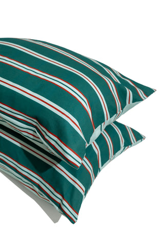 karavan clothing planet homeware collection fall winter 24 25 pillow case green mint stripes