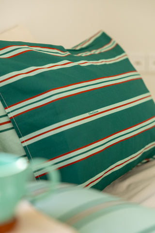 karavan clothing planet homeware collection fall winter 24 25 pillow case green mint stripes