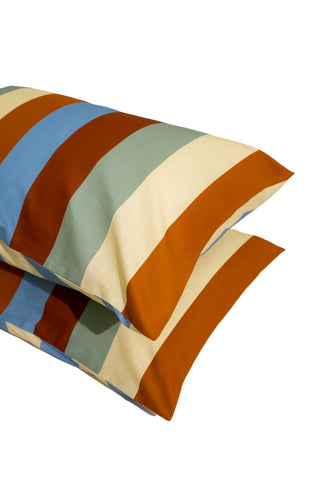 karavan clothing planet homeware collection fall winter 24 25 pillow case ivory blue brown mint stripes