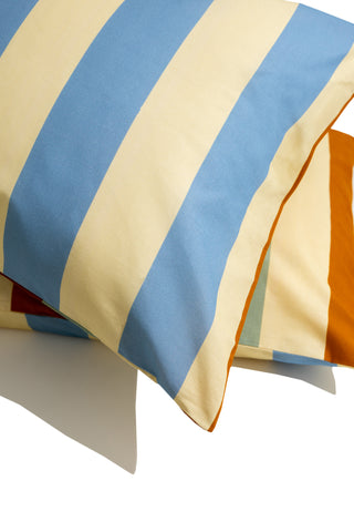 karavan clothing planet homeware collection fall winter 24 25 pillow case ivory blue brown mint stripes