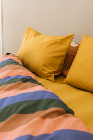 karavan clothing planet homeware collection fall winter 24 25 percale fitted sheet mustard