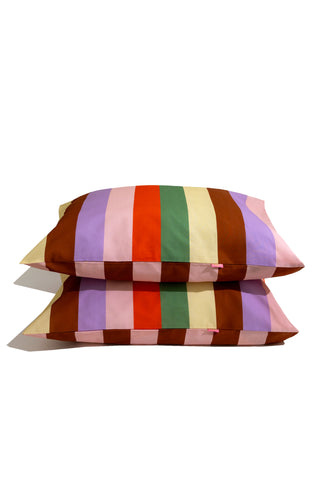 karavan clothing planet homeware collection fall winter 24 25 pillow case brown lilac green stripes