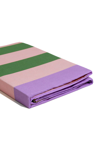 karavan clothing planet homeware collection fall winter 24 25 flat sheet brown lilac green stripes