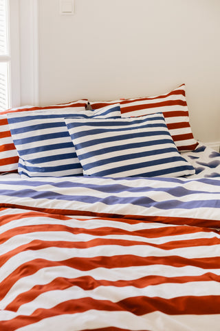 karavan clothing planet homeware collection fall winter 24 25 pillow case blue stripes