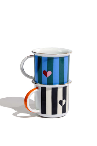 Porcelain Espresso Mug (Blue Stripes)