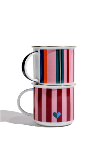 Porcelain Coffee Mug (Stripes Red)