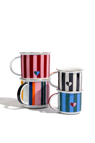 Porcelain Coffee Mug (Stripes Red)