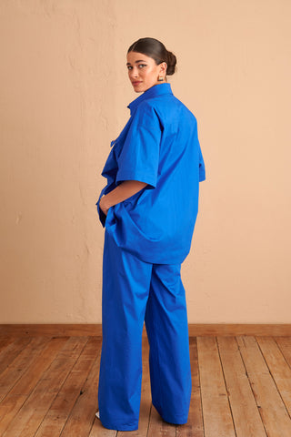 karavan clothing fashion krvn spring summer 24 that moment george trousers cobalt blue