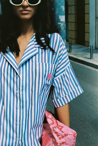 karavan clothing fashion spring summer 24 collection weekendwear lenny shirt light blue stripes