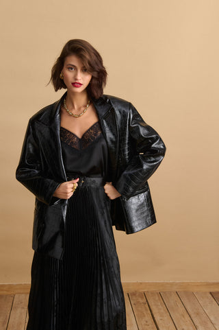 karavan clothing fashion KRVN well i did fall winter 24 25 alice blazer black faux leather