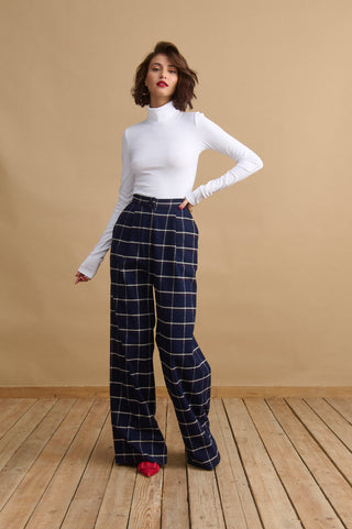 karavan clothing fashion KRVN well i did fall winter 24 25 aria trousers checked blue