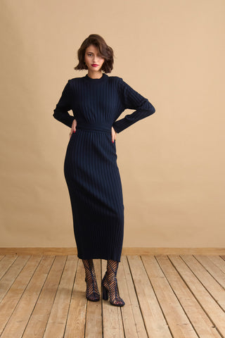 karavan clothing fashion KRVN well i did fall winter 24 25 claudia knitted dress blue