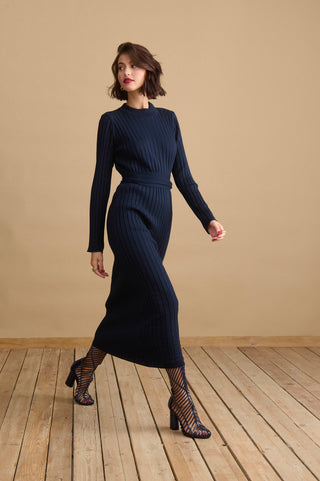 karavan clothing fashion KRVN well i did fall winter 24 25 claudia knitted dress blue