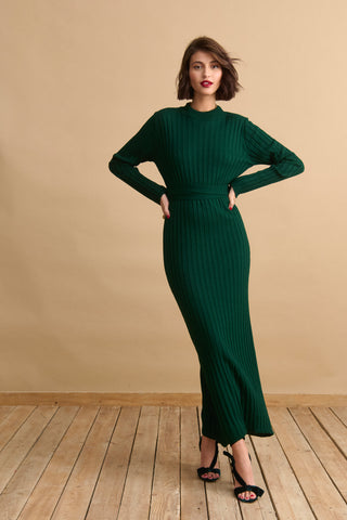 karavan clothing fashion KRVN well i did fall winter 24 25 claudia knitted dress green