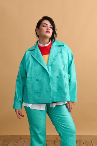 karavan clothing fashion well i did fall winter 24 25 selah blazer light green crocodile