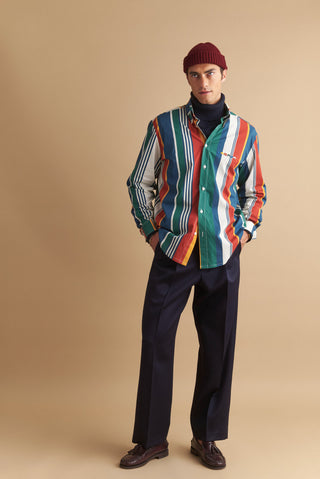 karavan clothing well i did fall winter 24 25 men collection robert shirt green stripes