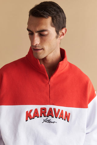 karavan clothing well i did fall winter 24 25 men collection gareth sweater red white logo