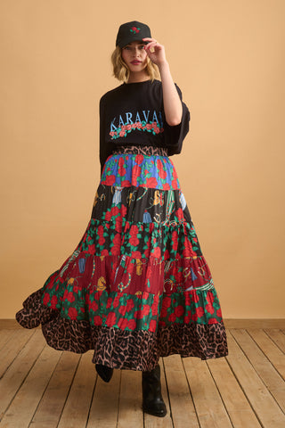 karavan clothing fashion well i did fall winter 24 25 dionne skirt multi patterned leopard