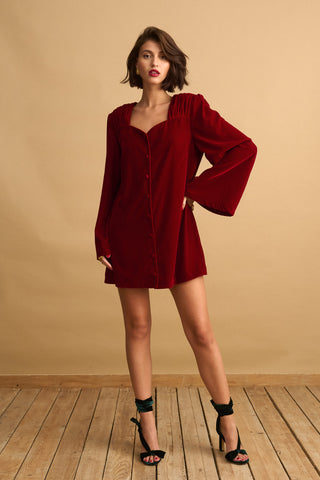 karavan clothing fashion KRVN well i did fall winter 24 25 christmas edition doris mini dress bordeaux