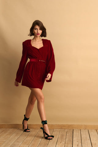 karavan clothing fashion KRVN well i did fall winter 24 25 christmas edition doris mini dress bordeaux