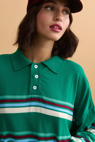 karavan clothing fashion well i did fall winter 24 25 felipa longsleeve polo green stripes