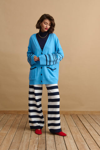 karavan clothing fashion KRVN well i did fall winter 24 25 francesca knitted trousers blue stripes