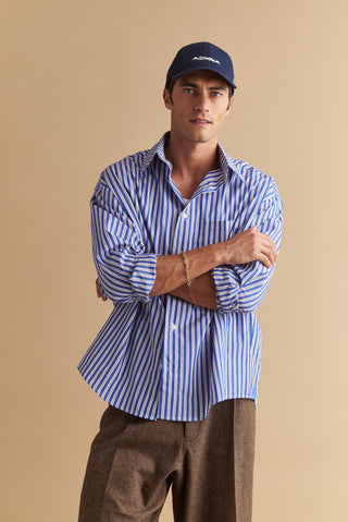 karavan clothing well i did fall winter 24 25 men collection gelson shirt blue stripes