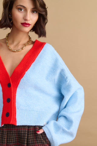 karavan clothing fashion KRVN well i did fall winter 24 25 bianca knitted cardigan light blue