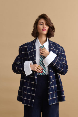 karavan clothing fashion KRVN well i did fall winter 24 25 luna blazer blue checked