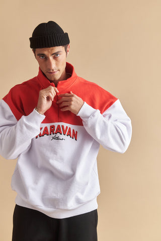 karavan clothing well i did fall winter 24 25 men collection gareth sweater red white logo