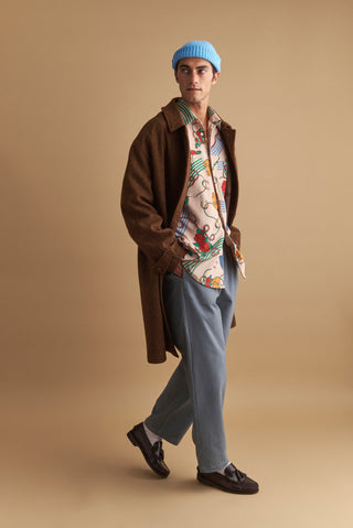 karavan clothing well i did fall winter 24 25 men collection lamine coat brown