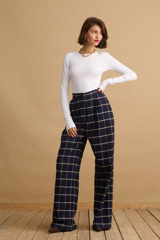 karavan clothing fashion KRVN well i did fall winter 24 25 aria trousers checked blue