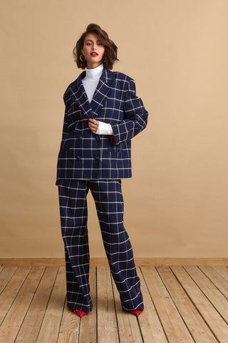 karavan clothing fashion KRVN well i did fall winter 24 25 aria trousers checked blue