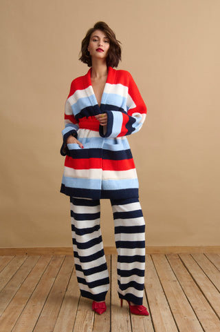 karavan clothing fashion KRVN well i did fall winter 24 25 francesca knitted trousers blue stripes