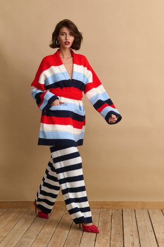 karavan clothing fashion KRVN well i did fall winter 24 25 francesca knitted trousers blue stripes