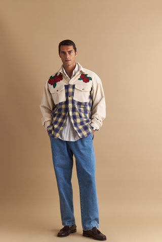 karavan clothing well i did fall winter 24 25 men collection nico shirt checked ivory