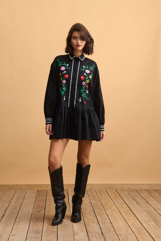 karavan clothing fashion KRVN well i did fall winter 24 25 christmas edition patricia mini dress black embroidery