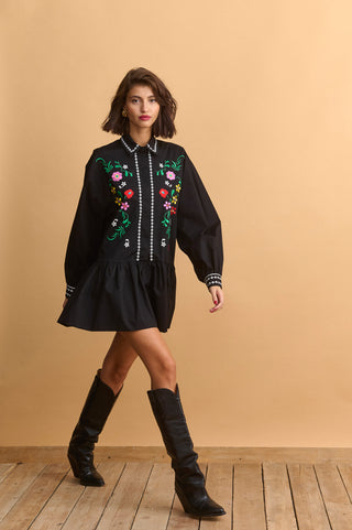 karavan clothing fashion KRVN well i did fall winter 24 25 christmas edition patricia mini dress black embroidery