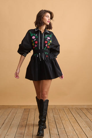 karavan clothing fashion KRVN well i did fall winter 24 25 christmas edition patricia mini dress black embroidery