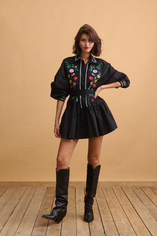 karavan clothing fashion KRVN well i did fall winter 24 25 christmas edition patricia mini dress black embroidery