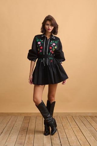 karavan clothing fashion KRVN well i did fall winter 24 25 christmas edition patricia mini dress black embroidery