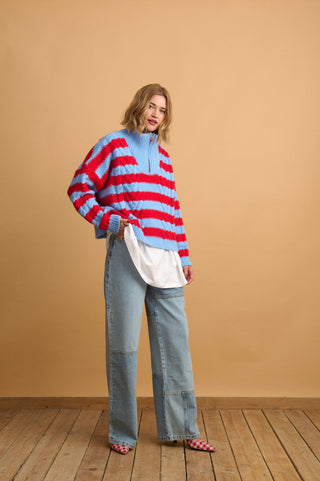 karavan clothing fashion well i did fall winter 24 25 penelope pullover blue red