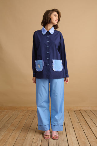 karavan clothing planet homeware collection fall winter 24 25 pyjamas set light navy blue