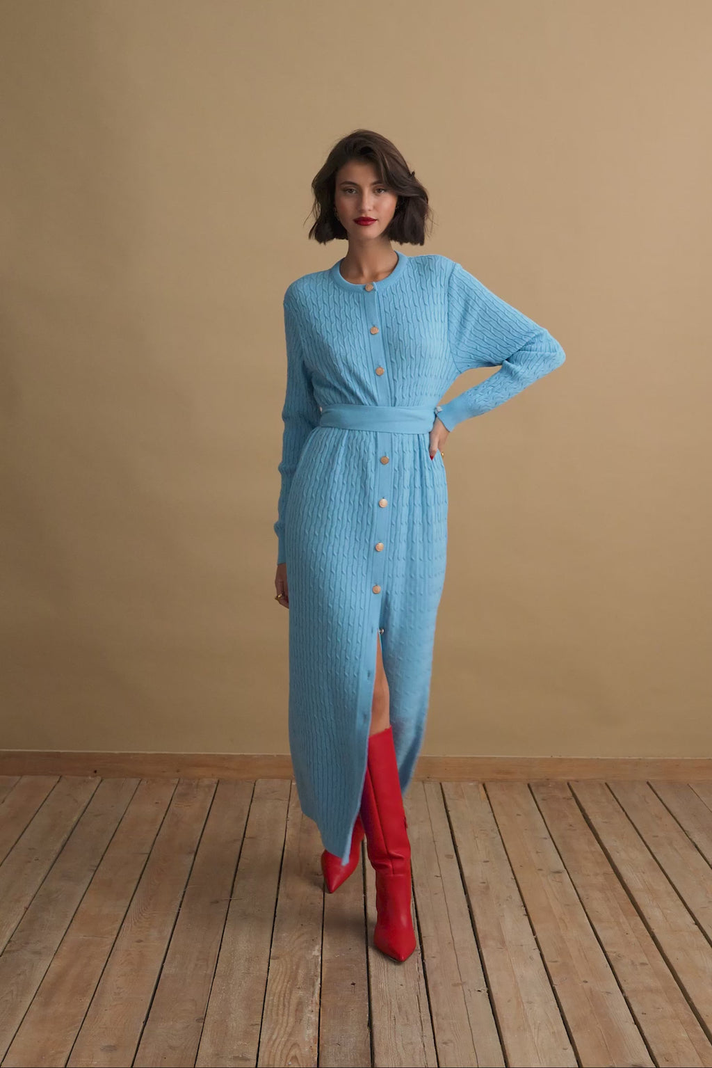 karavan clothing fashion KRVN well i did fall winter 24 25 renata knitted dress light blue