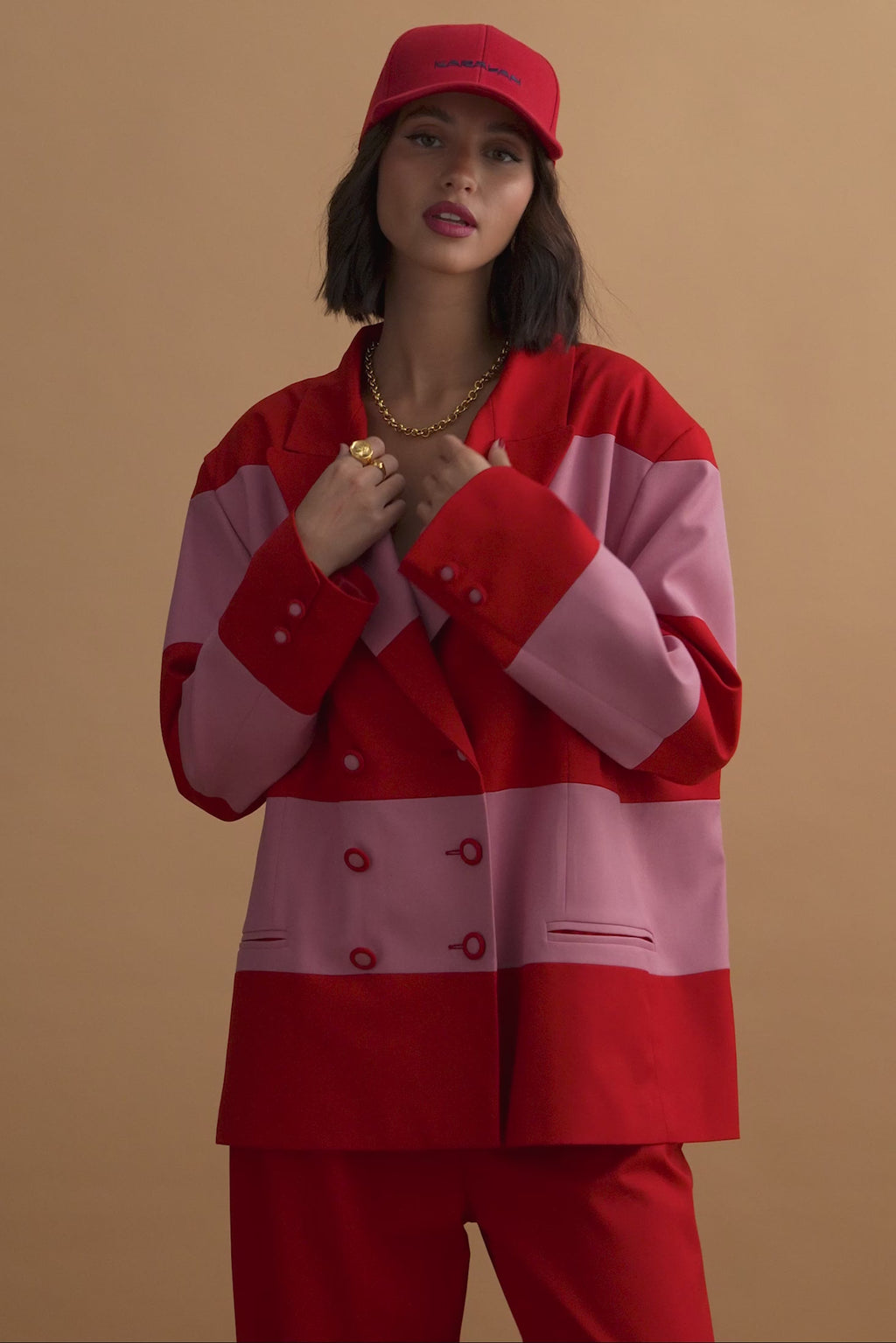 karavan clothing fashion well i did fall winter 24 25 hayley blazer pink red