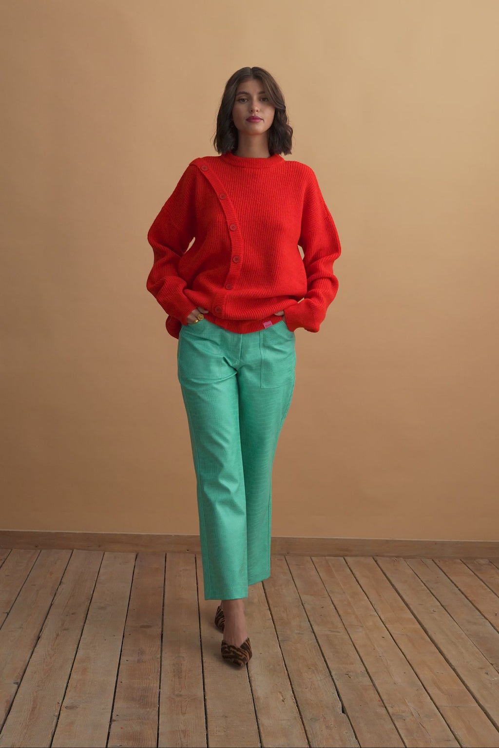 karavan clothing fashion well i did fall winter 24 25 raya trousers light green crocodile 