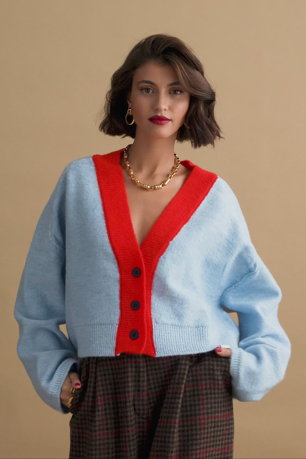 karavan clothing fashion KRVN well i did fall winter 24 25 bianca knitted cardigan light blue